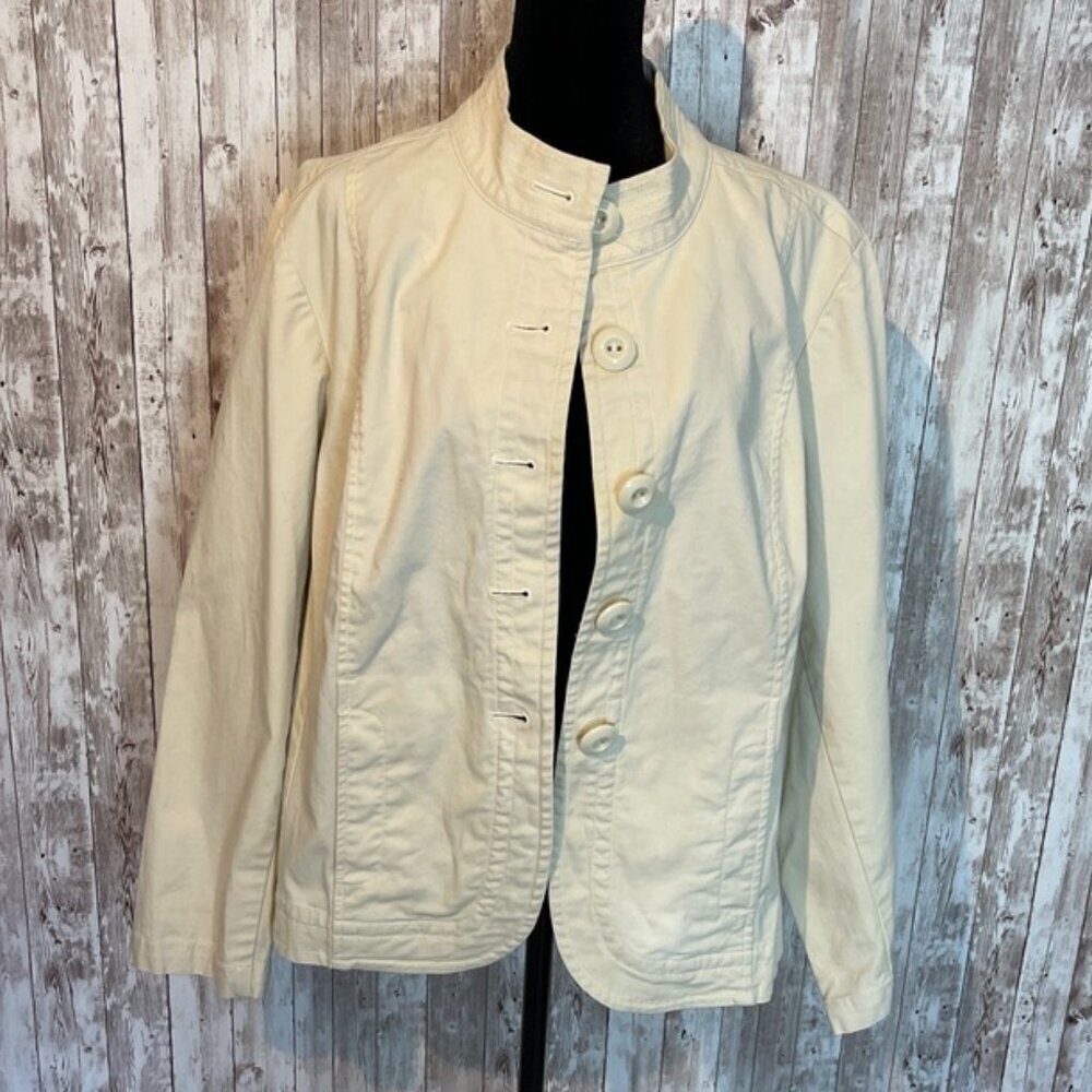 Talbots Cream Button-Front Jacket